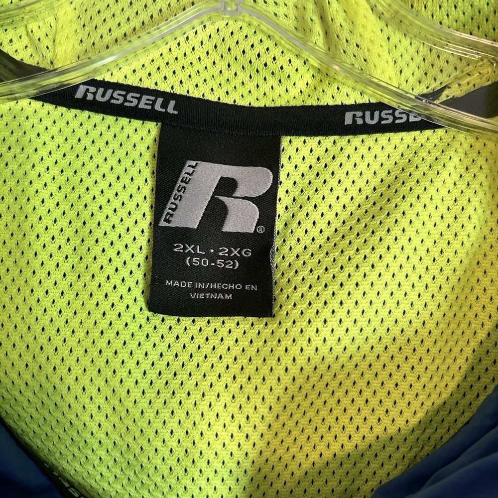 Russell Athletic Windbreaker Jacket Mens 2XL XXL Royal Blue Black Full Zip Hoody - Picture 2 of 13